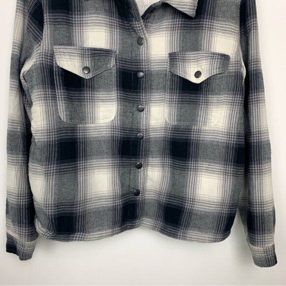 Lucky Brand Sherpa Lined Plaid Flannel Jacket Shacket - Picture 3 of 10